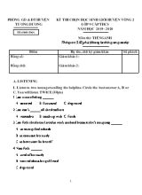 Đề thi chọn học sinh giỏi huyện vòng 2 môn Tiếng Anh Lớp 6 - Năm học 2019-2020 - Phòng giáo dục và đào tạo huyện Tương Dương